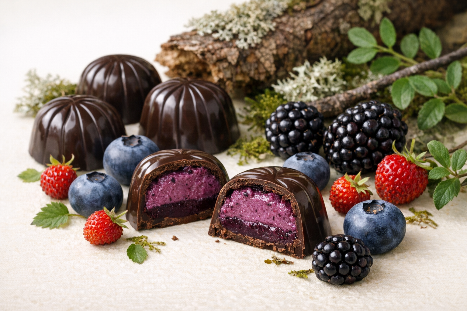 Wegańskie pralinki z owocami leśnymi