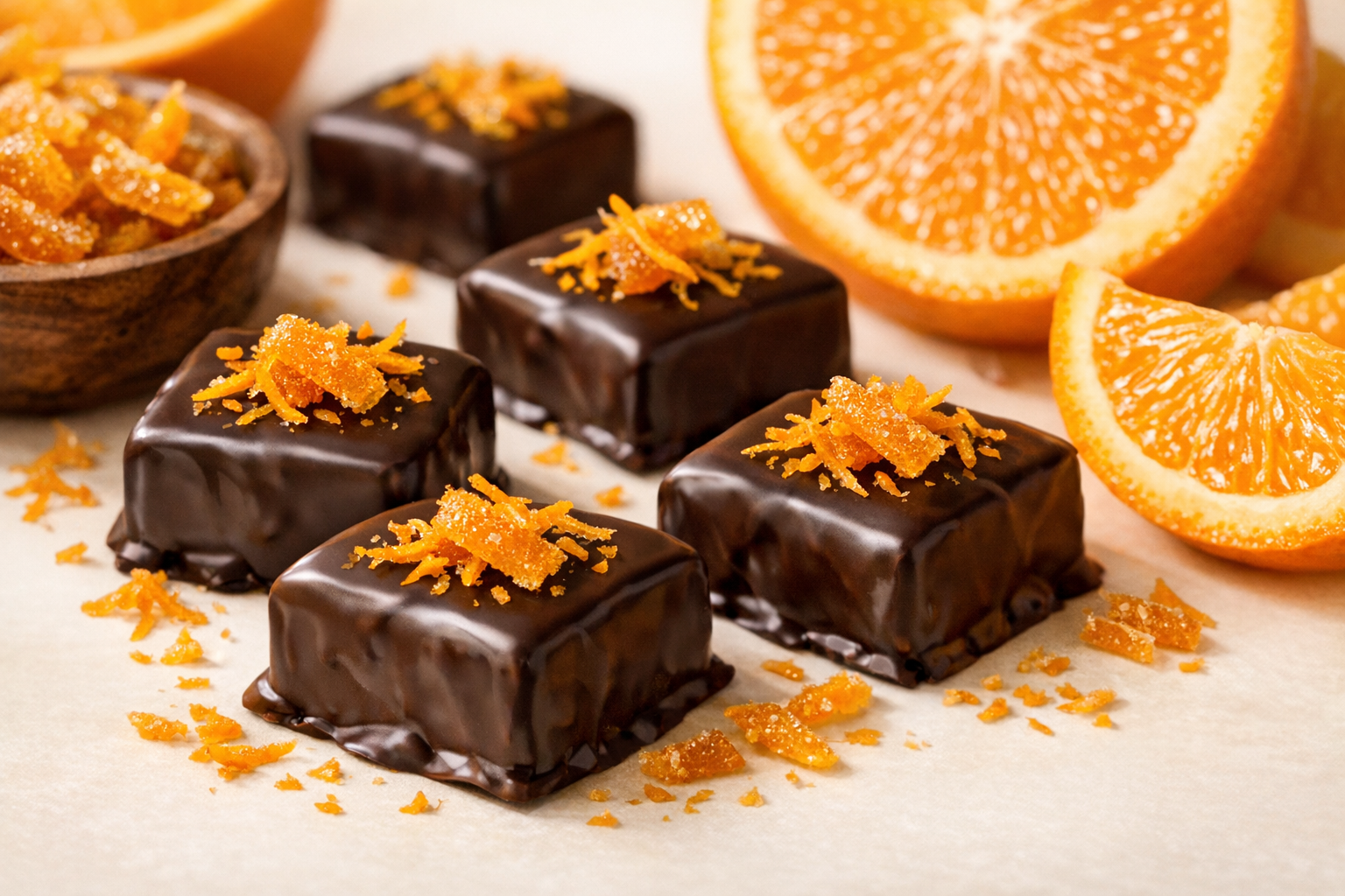 Pralinki pomarańczowe z ciemną czekoladą