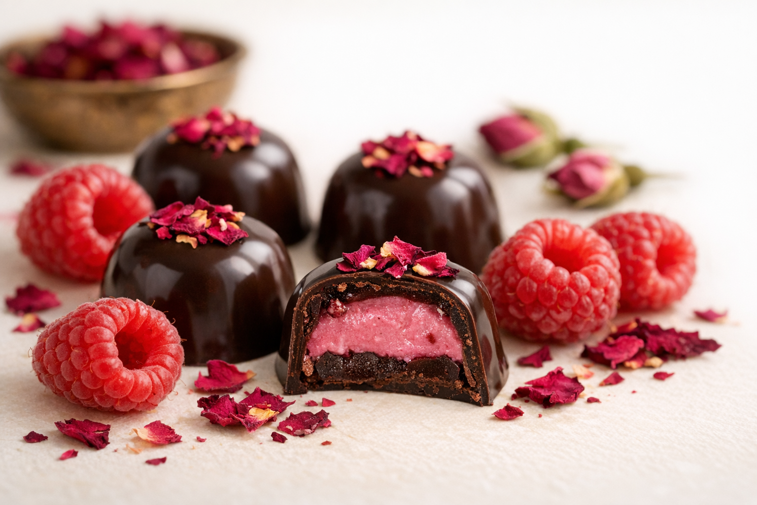 Pralinki malinowe z belgijską czekoladą
