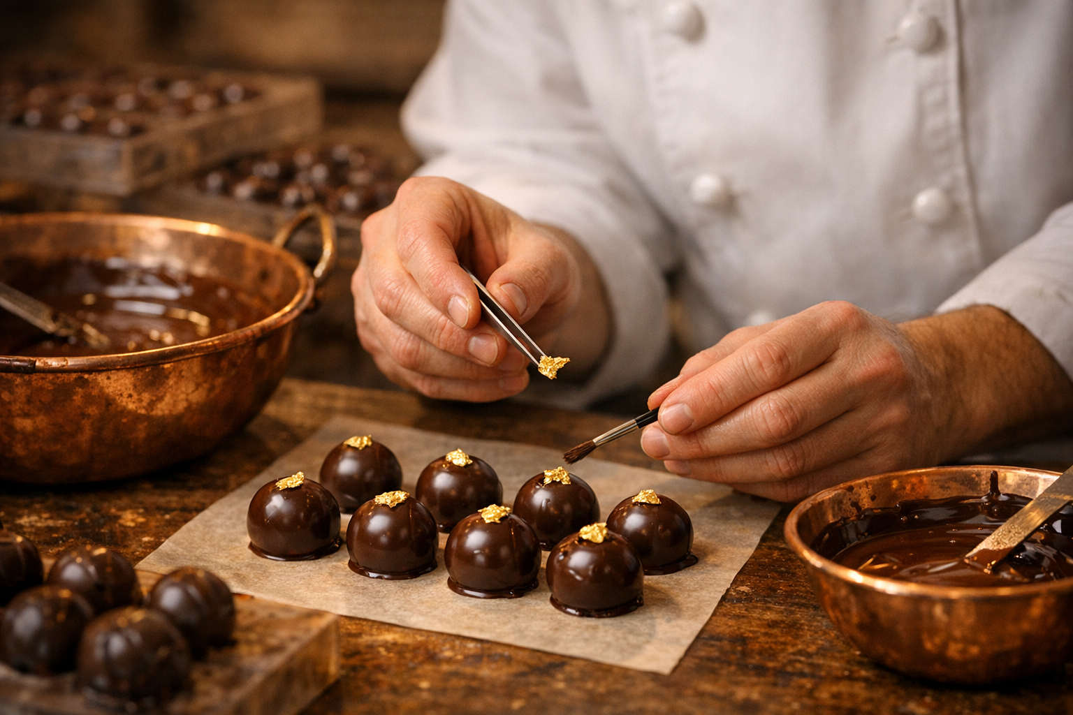 Mistrz cukiernictwa ręcznie tworzy belgijskie pralinki w warszawskiej pracowni